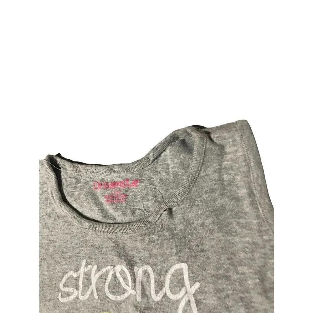 Dreamstar Grey Yellow Sleeveless Strong Girl Love Pullover Tank Set Size Large